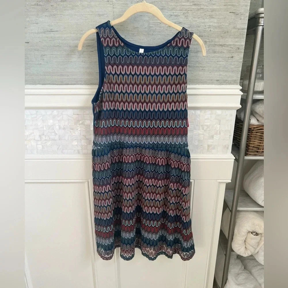 Nwt target xhilaration sleeveless lace cut out back dress crochet blue red large